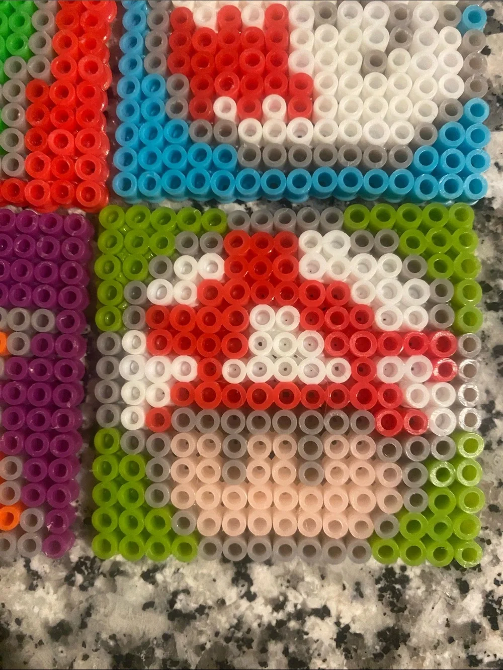 Handmade Super Mario characters perler bead coasters set of 4